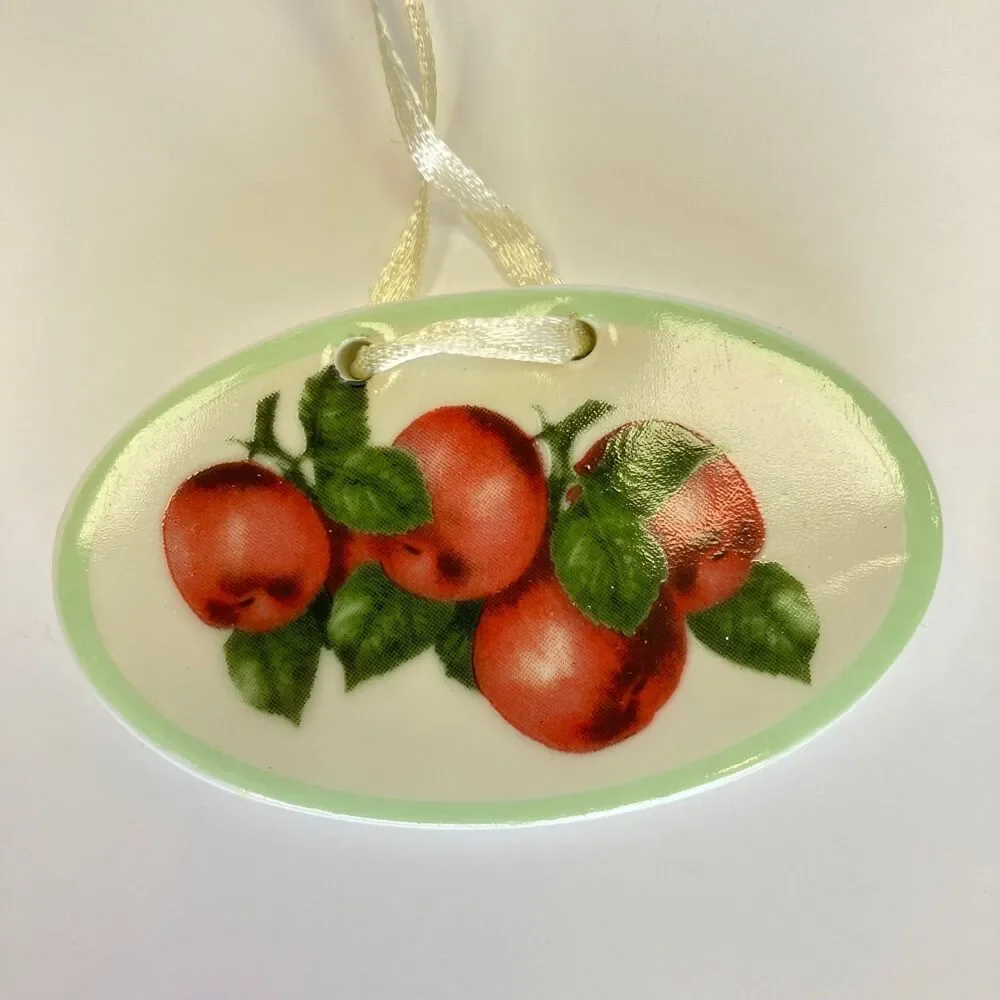 Porcelain Christmas Tree Fruit Oval Ornament Holidays